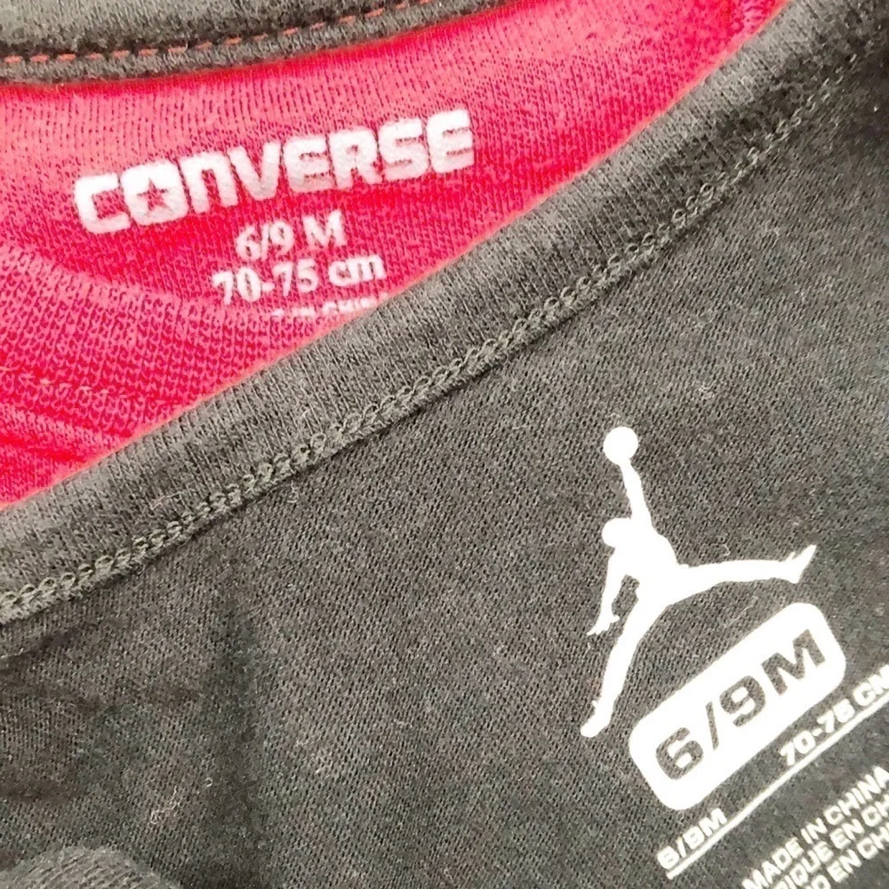 Converse red long sleeve bodysuit + Air Jordan black bodysuit